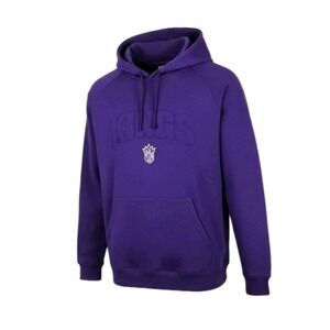 Vintage NBA Purple Sacramento Kings Hoodie Embroidered Spellout Crown Logo Sz 2X